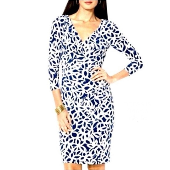 Ralph Lauren Dresses & Skirts - NWOT Ralph Lauren Faux-Wrap Sheath Empire Midi Jersey Dress Size 14W Bodycon